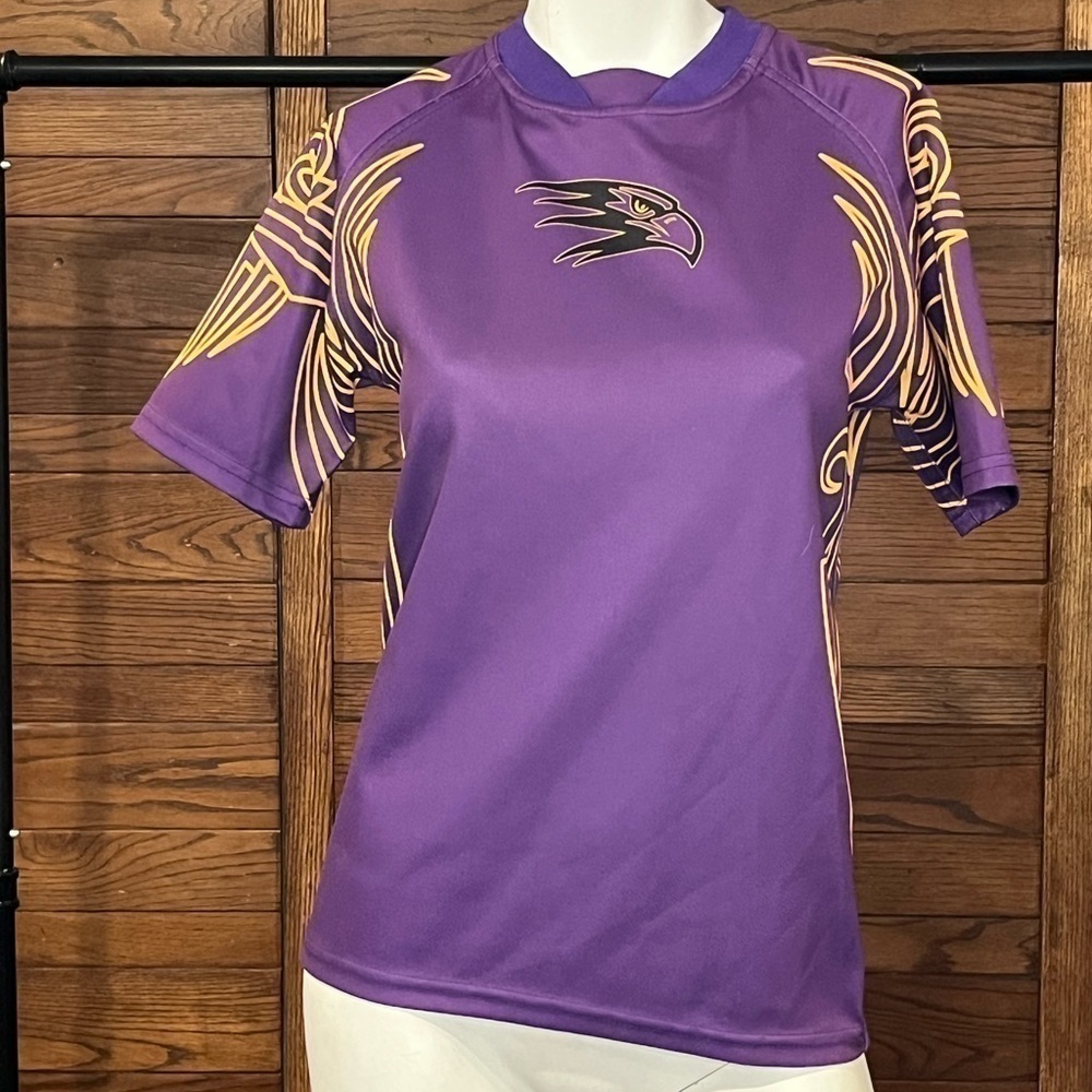 KONNO Medium performance rugby wear. Henry St Hawks. Purple and gold. #9